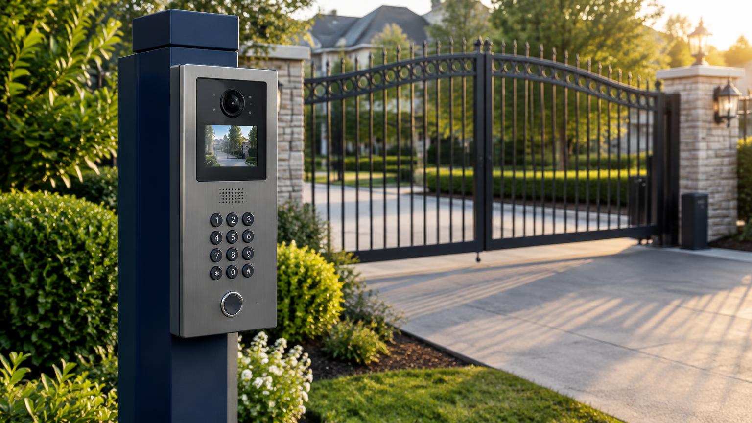Visitor intercom entry station at a building entrance